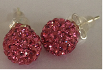 925 Pink Crystal 8mm Shamballa Earrings